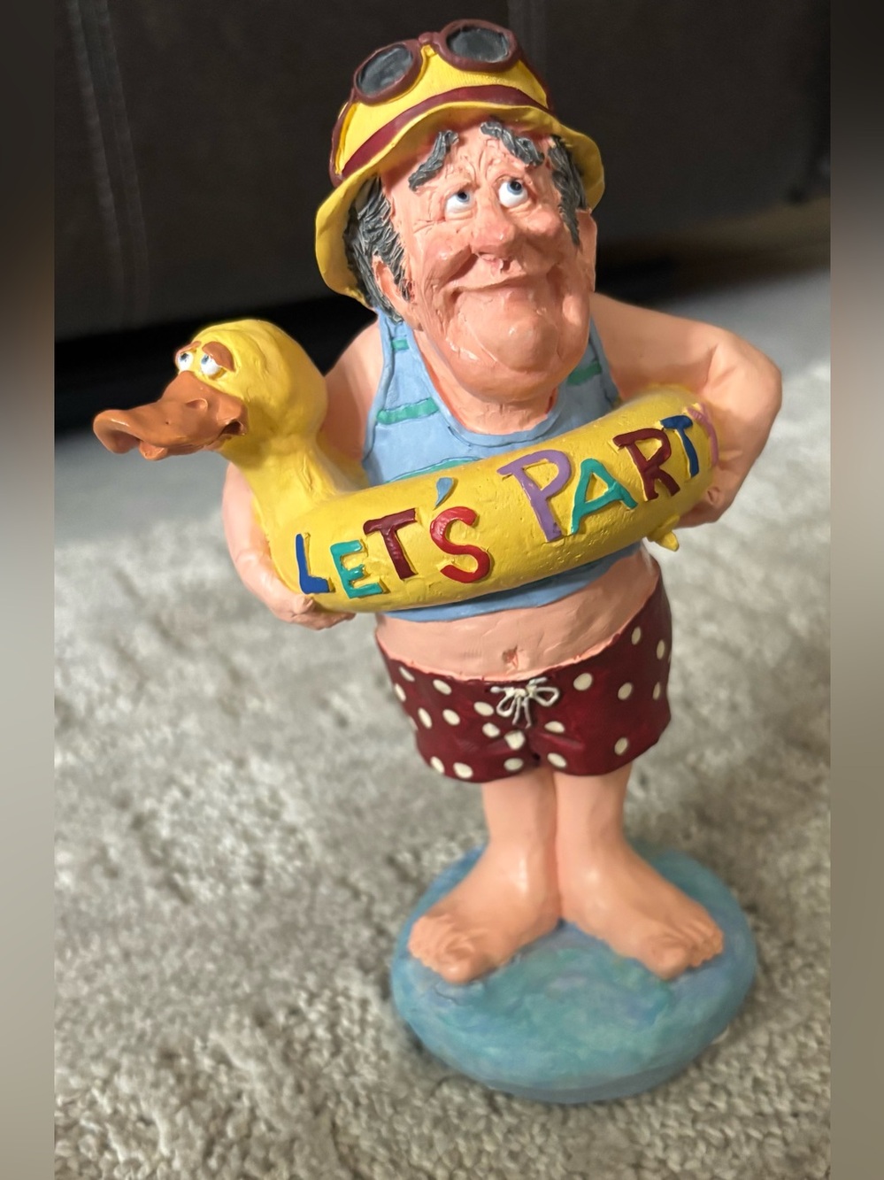 Vintage, Hand-Painted Resin Figurine Titled "Let's Party" (Item No. 13188)